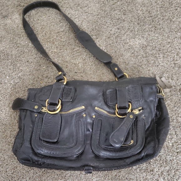 Chloe Handbags - Chloe Black Leather Zipper Shoulder  Or Crossbody Bag W Certificate Of Authentic
